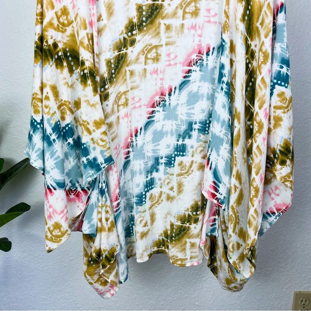 -`♡´- Free! Style Rack Tie Dye Multicolor Aztec Kimono Size S - Image 5