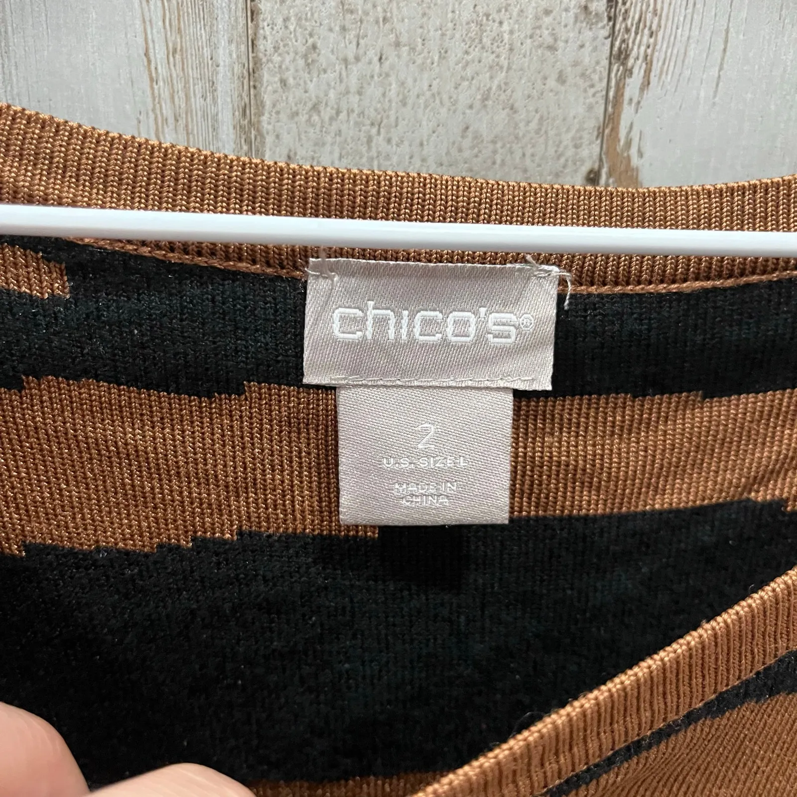 Chicos Tiger Stripe Orange Thick Heavy Knit Pullover Size 2 Large Long Sleeve - Image 2