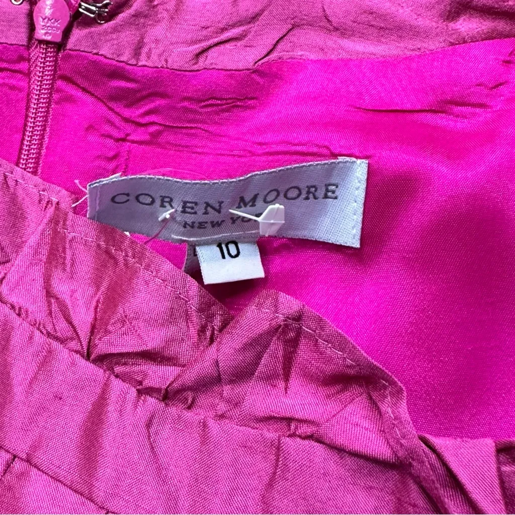 COREN MOORE Pink Silk Midi Dress Size 10 - Image 6