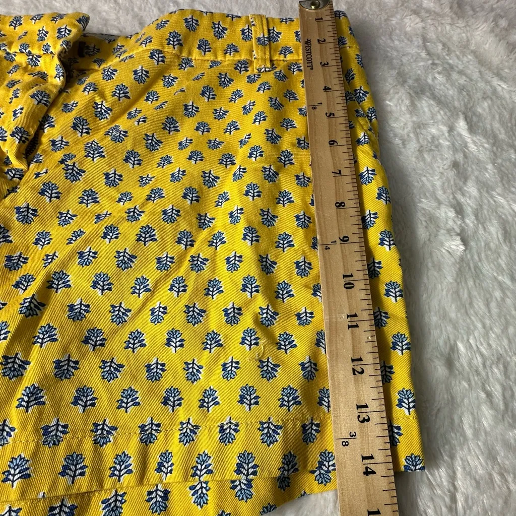 J. Crew Chino Shorts Yellow Blue Block Print Floral Summer Mini Shorts - Image 9