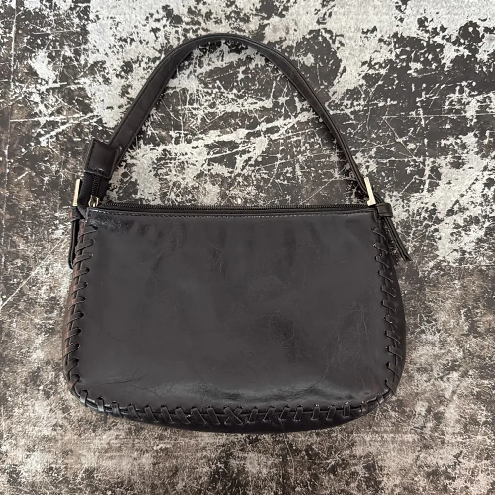 Guess Black Mini Whipstitch Handbag 9.5x6x2" - Image 2