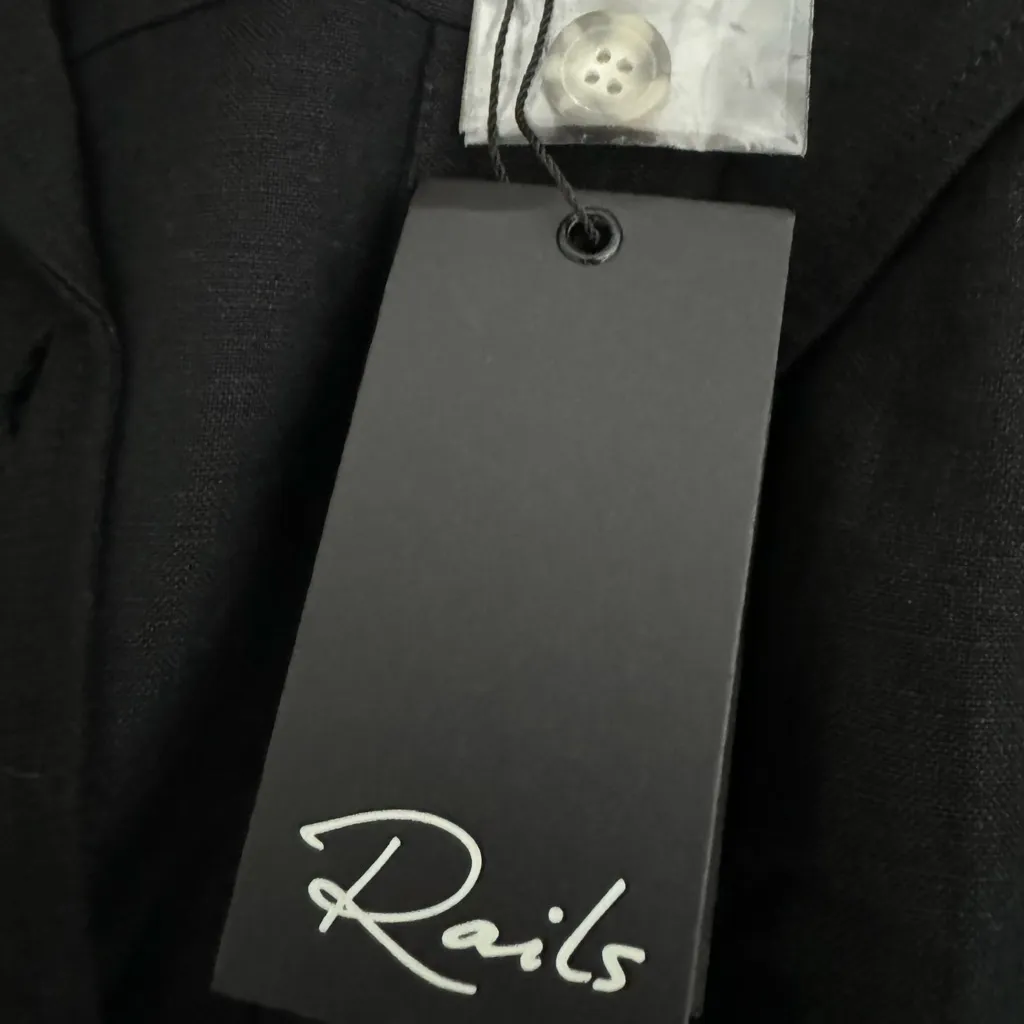 RAILS Women's Georgie Linen Blend Shorts Romper Black Sz L New Jumpsuit Designer - Image 7