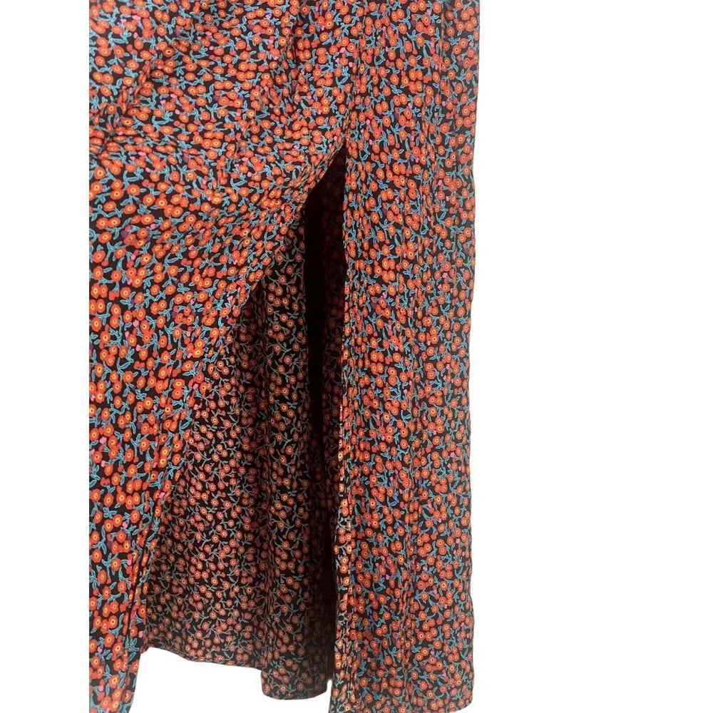 COPY - ZARA High Waisted Floral Flowy 2 Slits Preppy Midi Skirt Side Zip Up S R… - Image 11