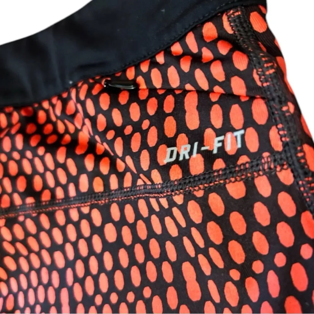 Nike Pro‎ Dri Fit Orange Running Athletic Leggings M Foldover - Image 4