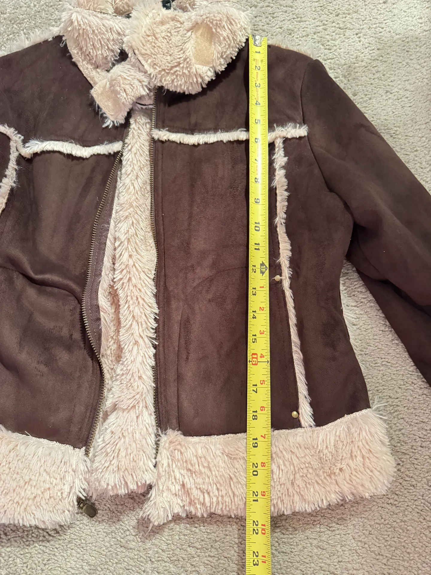 Big Chill Women Faux Fur Brown Jacket Size L - Image 3
