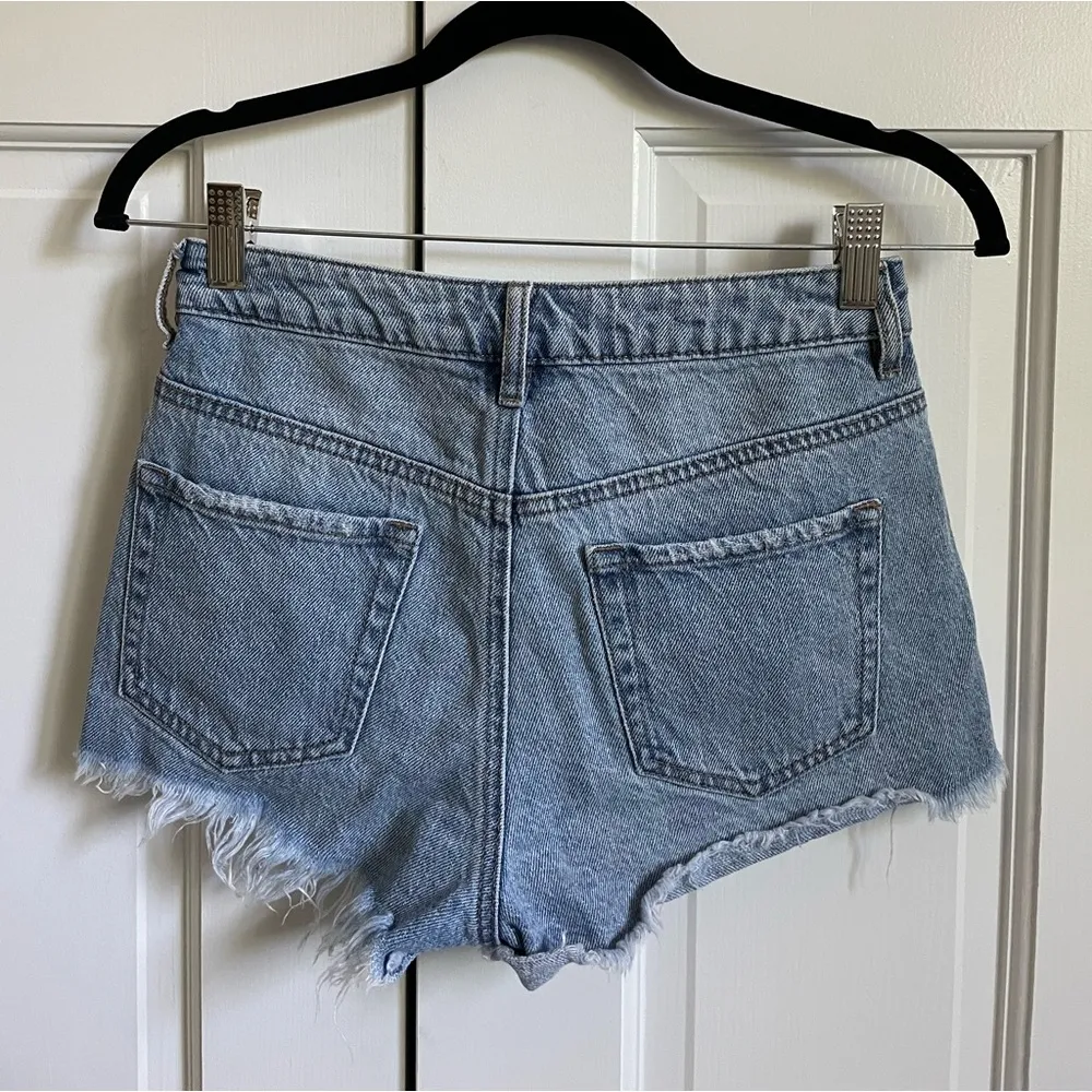 PacSun Blue High Waisted Denim Festival Shorts - Image 2