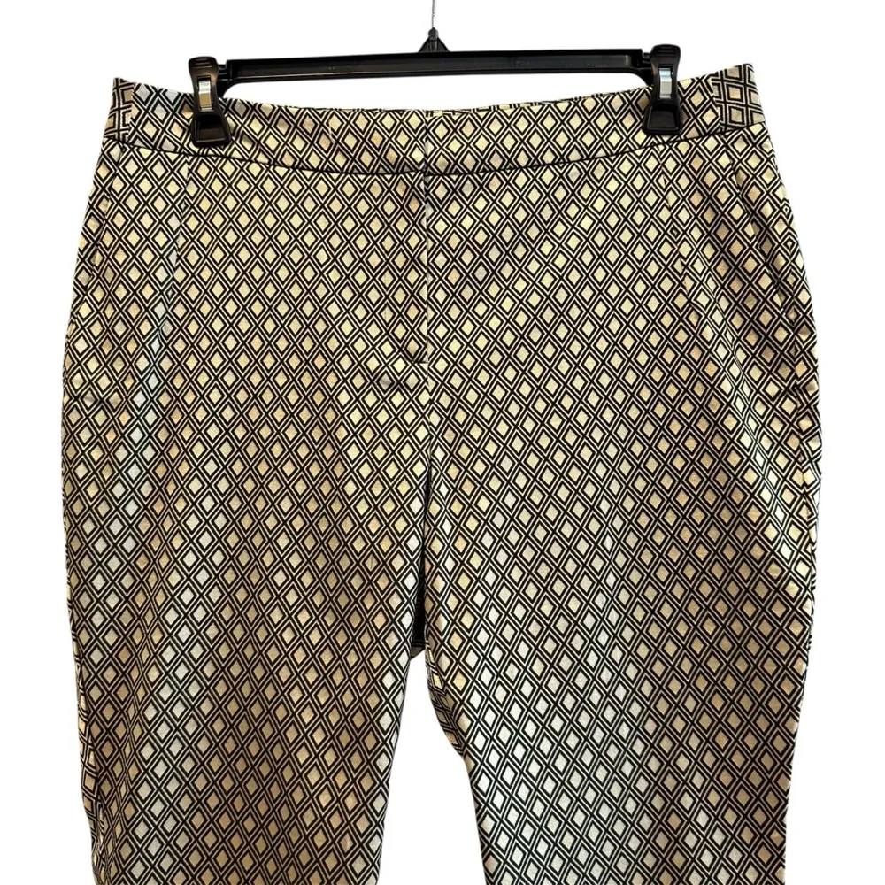 Chico’s Jacquard Ankle Pants Diamond Mosaic Career Black Gold Shimmer 2 / 12 - Image 2