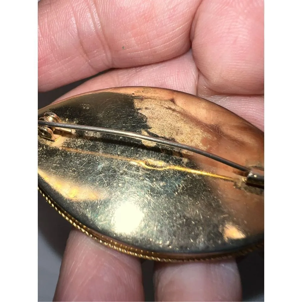 Vintage Made in Italy Micro Mosaic Brooch Blue - Image 4