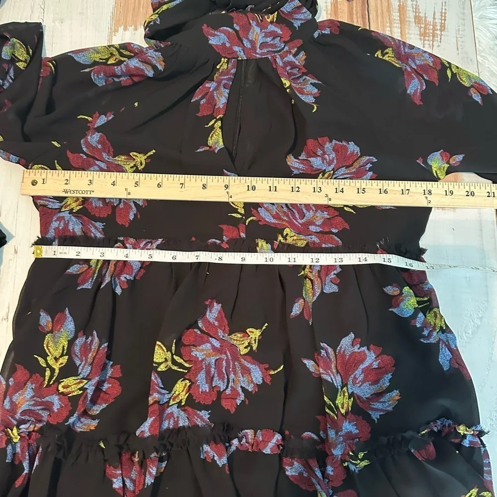 Cinq a Sept Revina Floral Gauze Minidress size US 4 Black Multi - Image 9