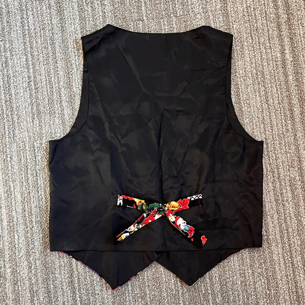 Vintage Christmas Vest Holiday Small S M Medium S/M Red - Image 4