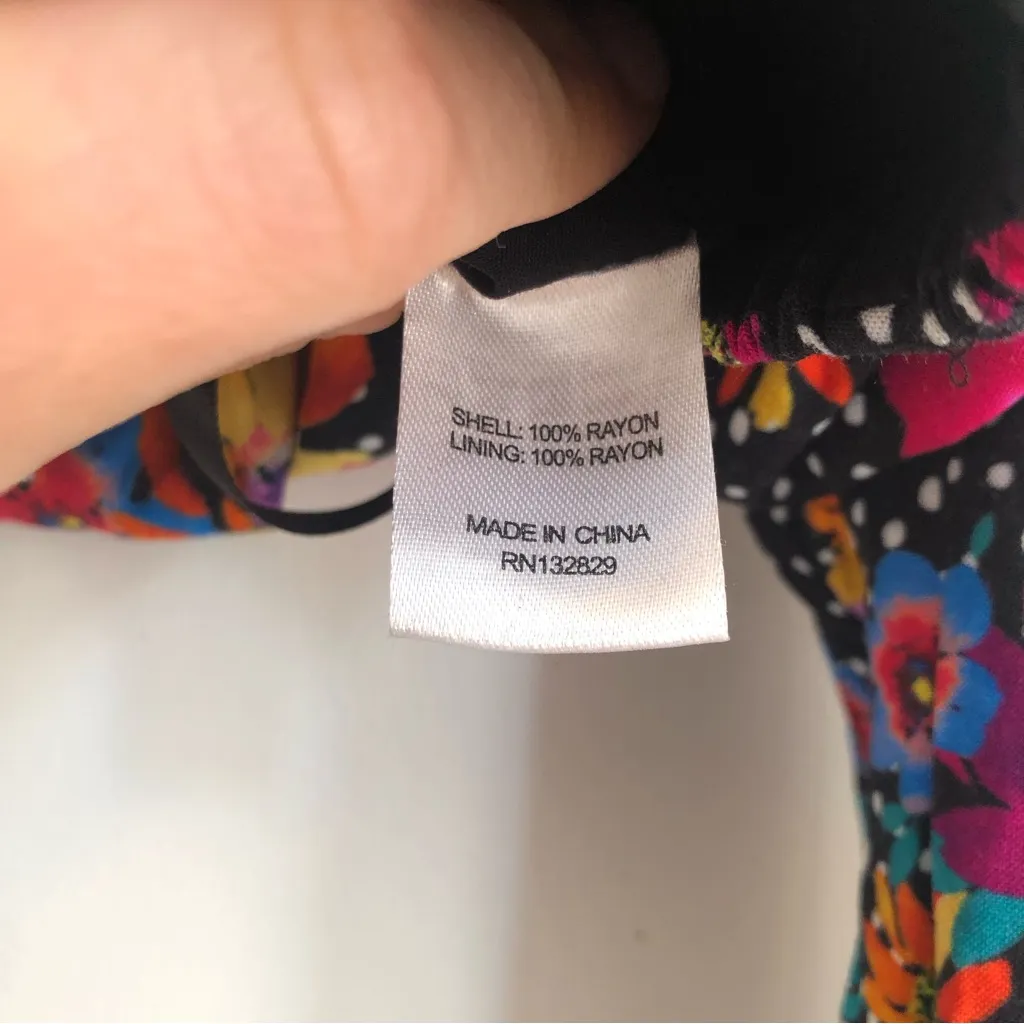 Revolve Majorelle Swift long sleeve crop top black dot multicolor floral pink - Image 8