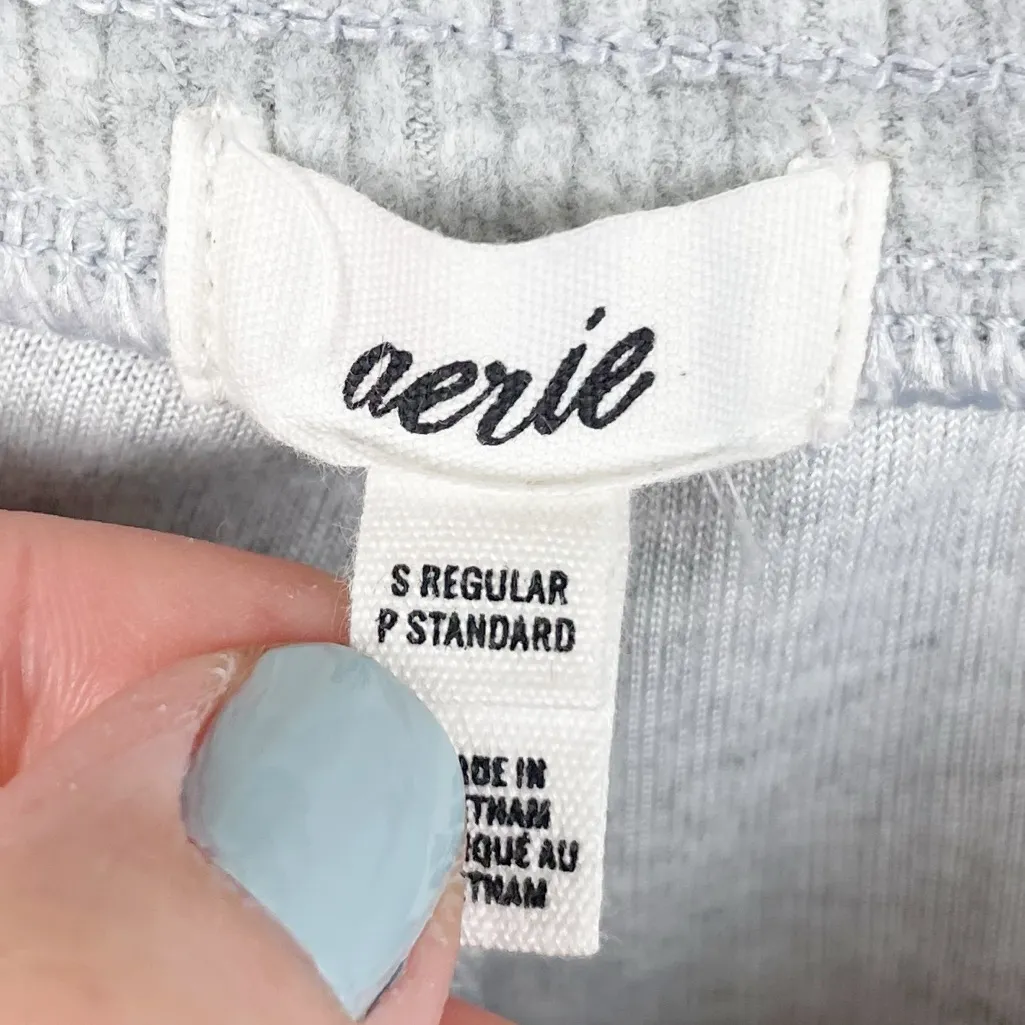 Aerie Groove On Rib Velour Flare Pant Women's Size Small Light Grey High Waist - Image 5