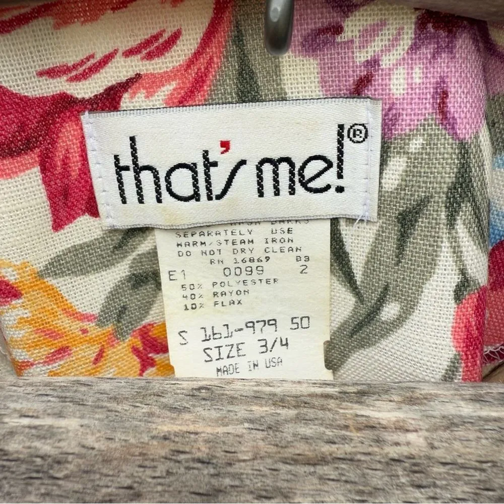 Vintage 80s That’s Me Romantic Floral Tapestry Lace Floral Womens Blazer Top 3/4 Pink - Image 3