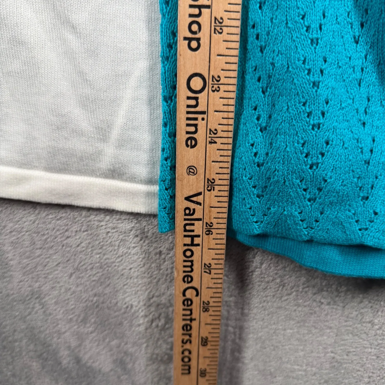 Christopher & Banks XL Teal Crochet Open Cardigan Built In Tank Beach Resort - Image 9