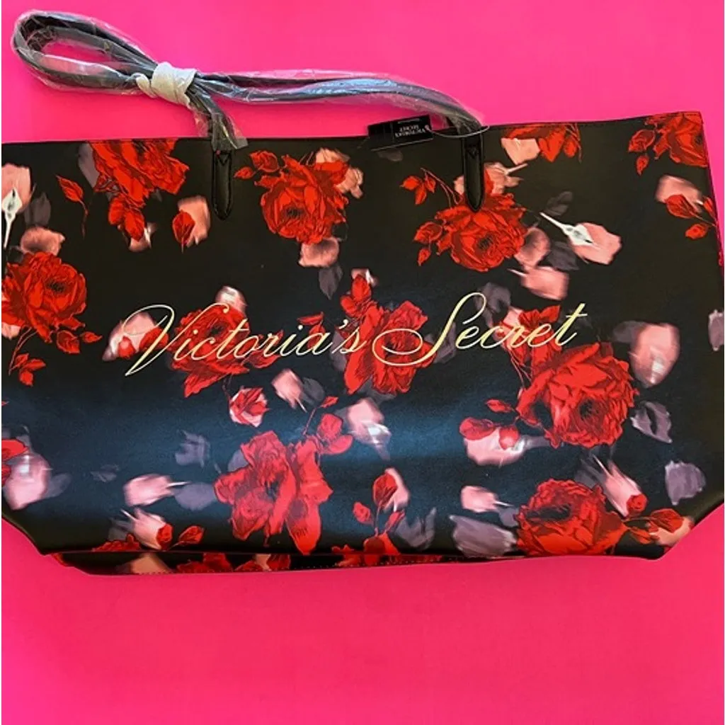 Victoria's Secret Limited Edition 2019 Large Red Floral Rose Tote Bag NW… - Image 3