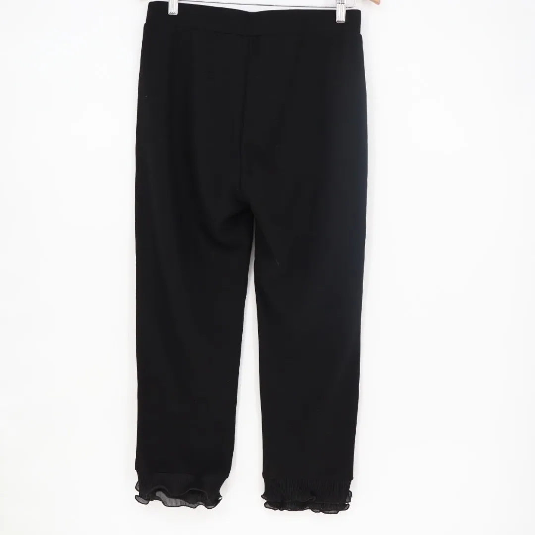 Shein Sweatpants Womens L Black Stretch Ruffle Ankle Elastic Waist Tapered Leg - Image 4