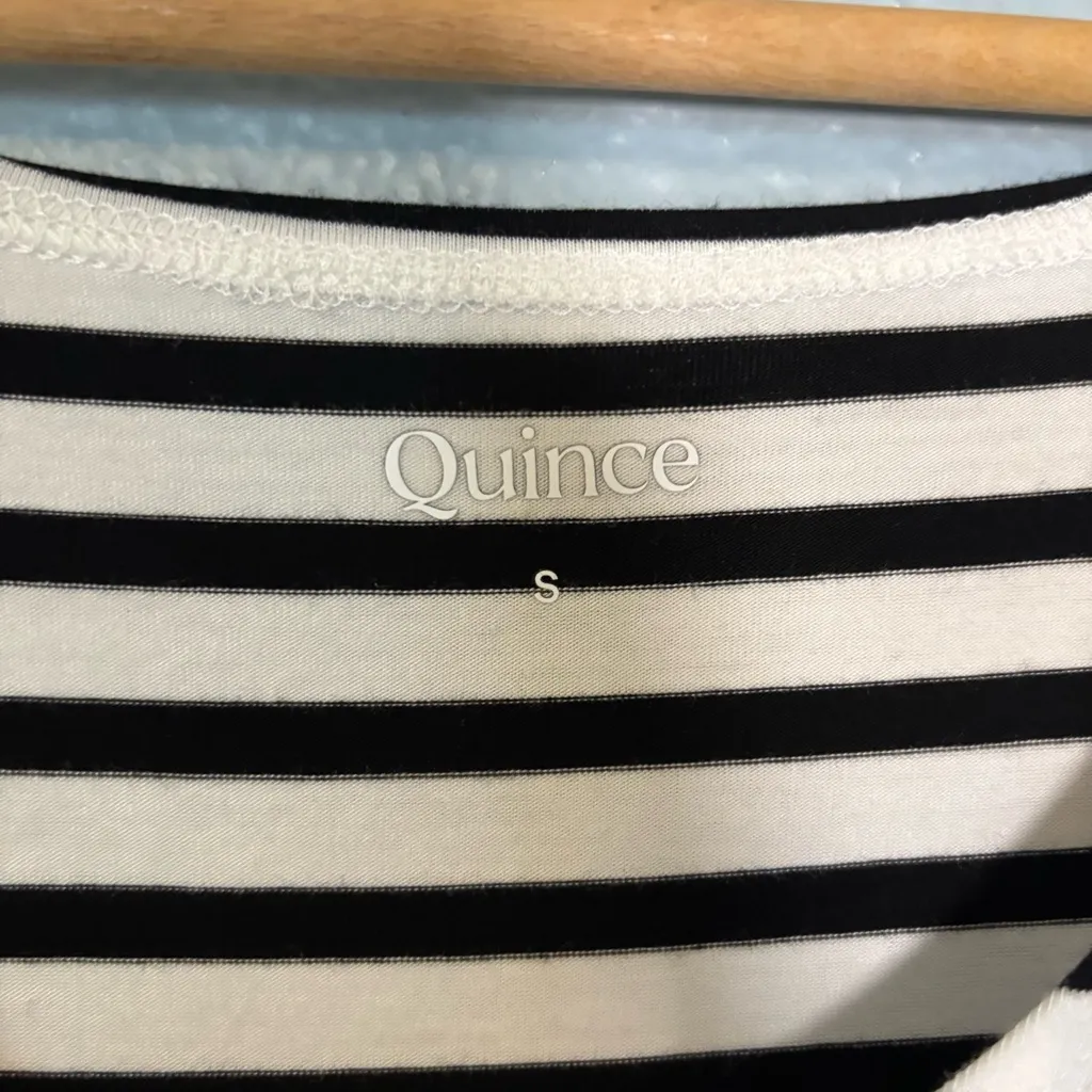 Quince Maternity Black and White Striped‎ Bamboo Short Sleeve Tee - Image 3