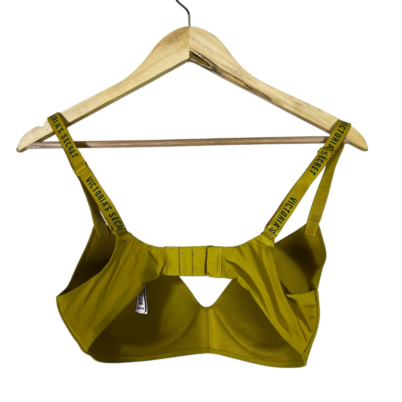 Victoria’s Secret T-Shirt Bra Size 34D Yellow Wireless Lightly Lined Logo Strap - Image 3