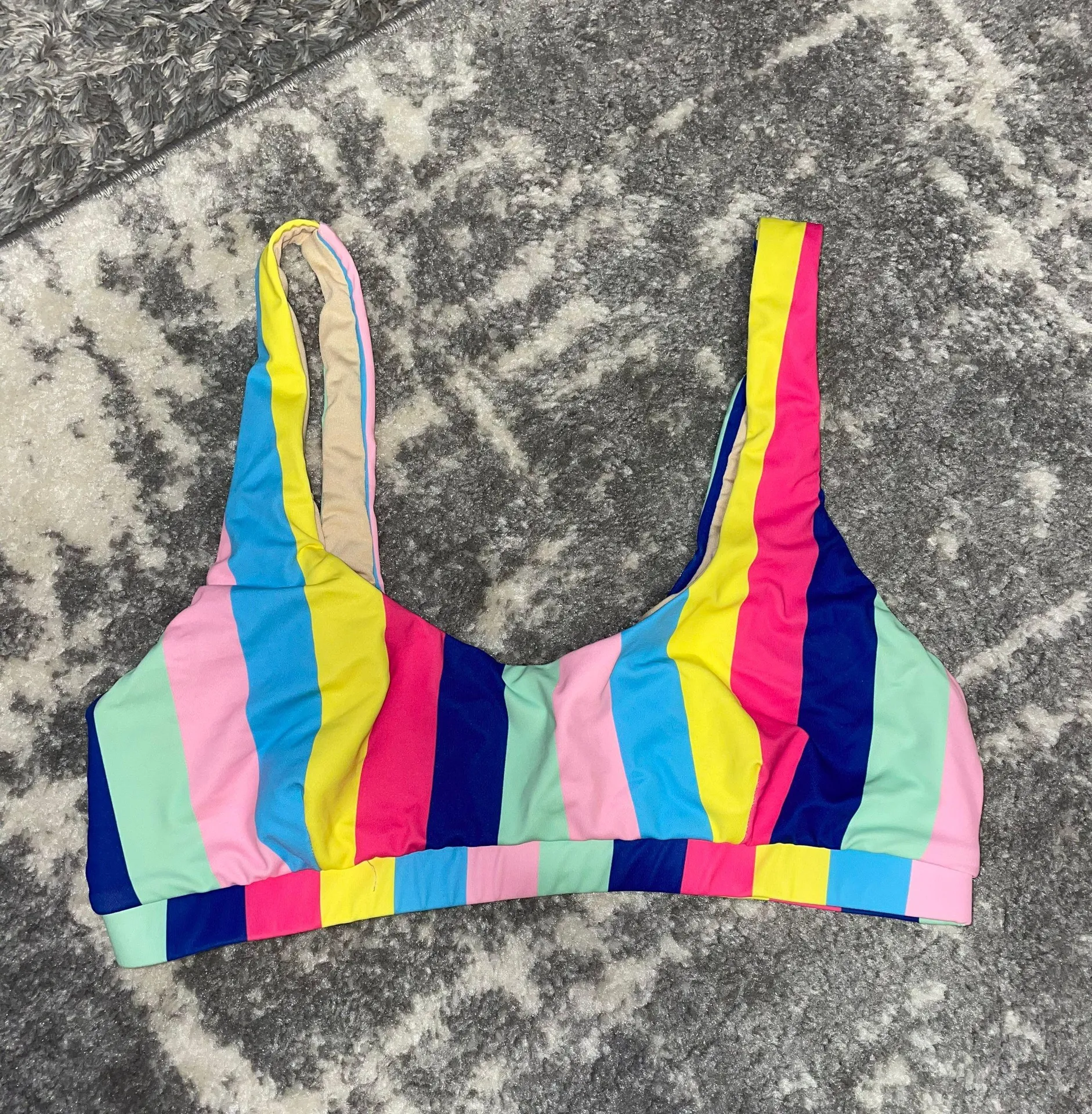 Beachy Babe Blue Striped Bikini Top - Image 3