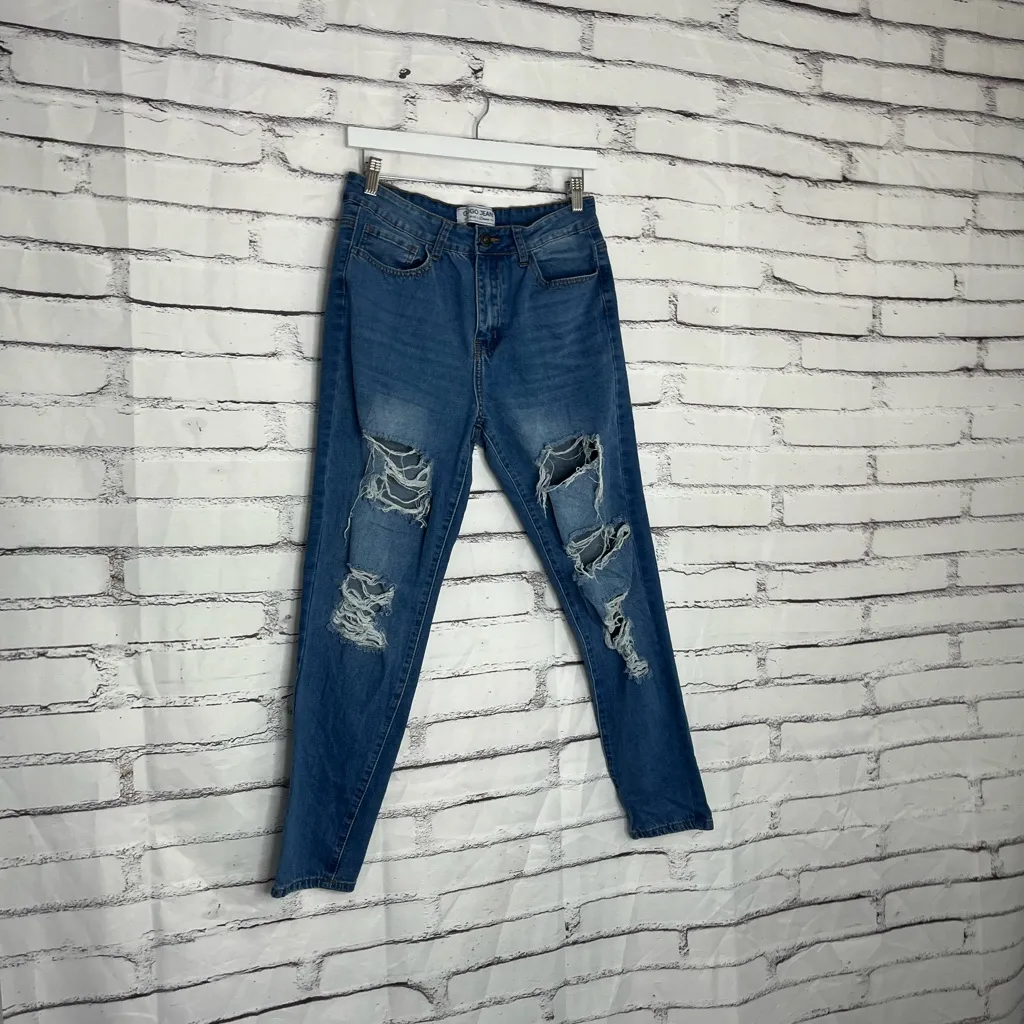 Gogo Jeans High Rise Dream Fit Distressed Skinny Light Wash Women’s 13/31 Denim Blue - Image 2