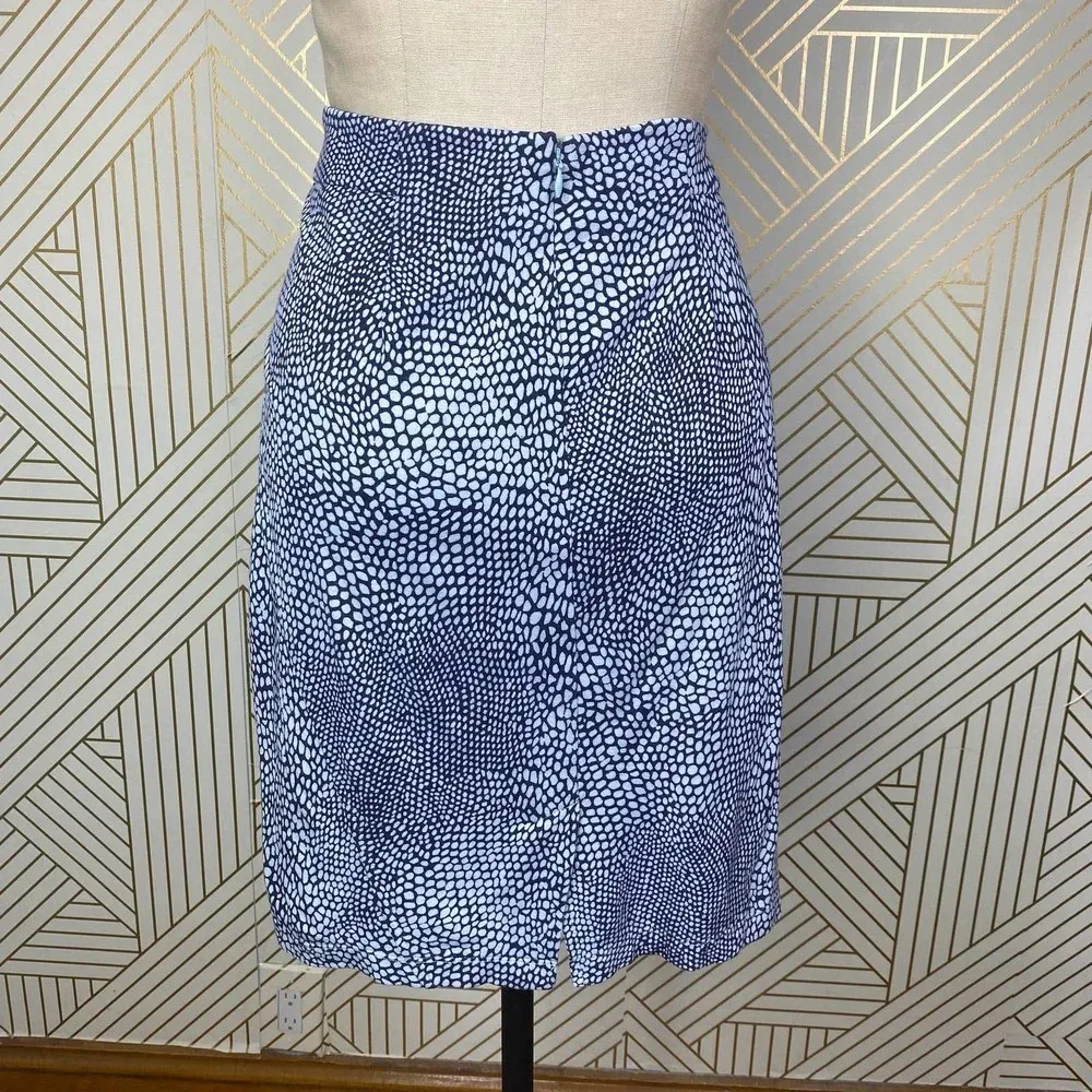 J. McLaughlin Blue Speckle Dot Printed Pencil Skirt‎ Size US 6 - Image 6
