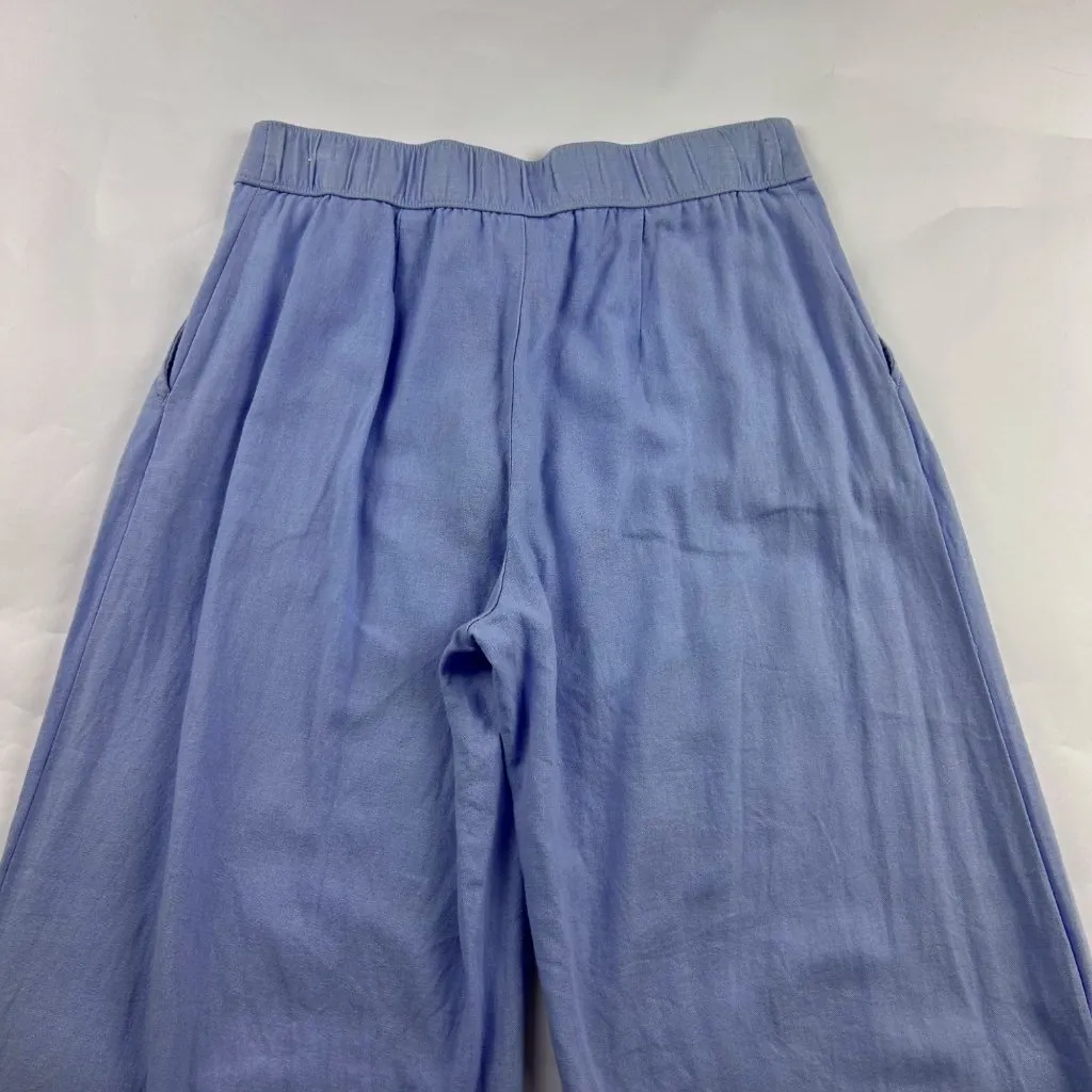 Abercrombie Sky Blue Linen Blend High Rise Wide Leg Summer Trouser Pant S - Image 7