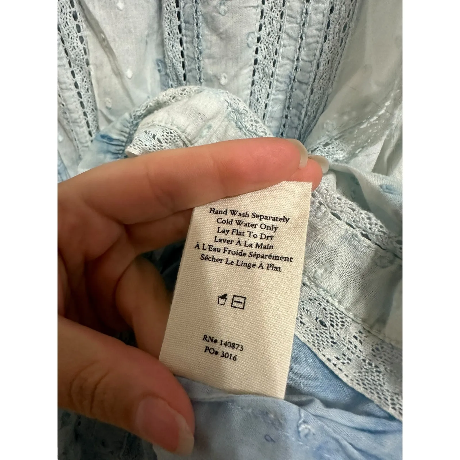 Loveshackfancy women's tie dye blue white mini ruffle dress‎ size xs - Image 5