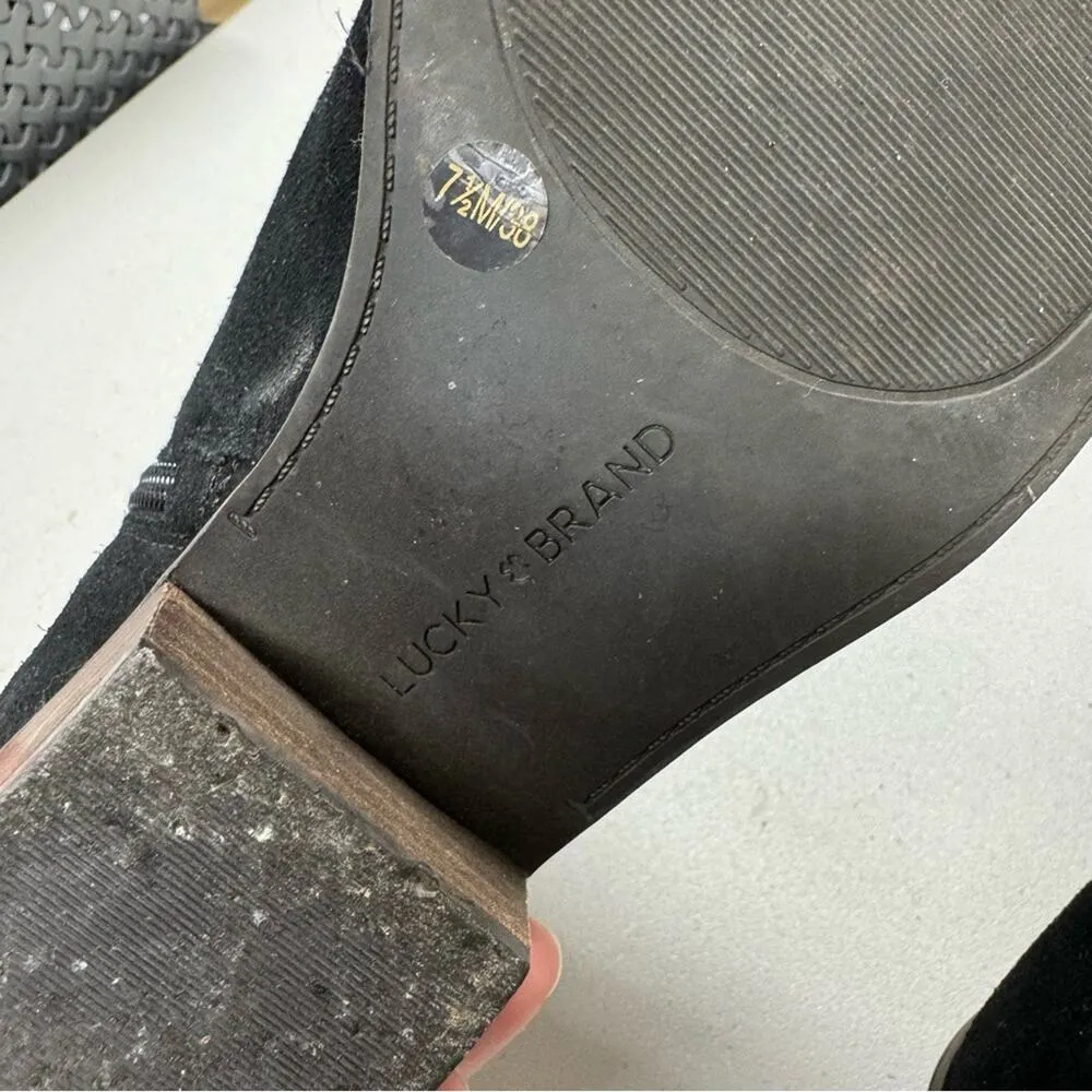 Lucky Brand Black Suede Leather Ankle Boots Booties Womens 7.5 Shooties Fall - Image 10