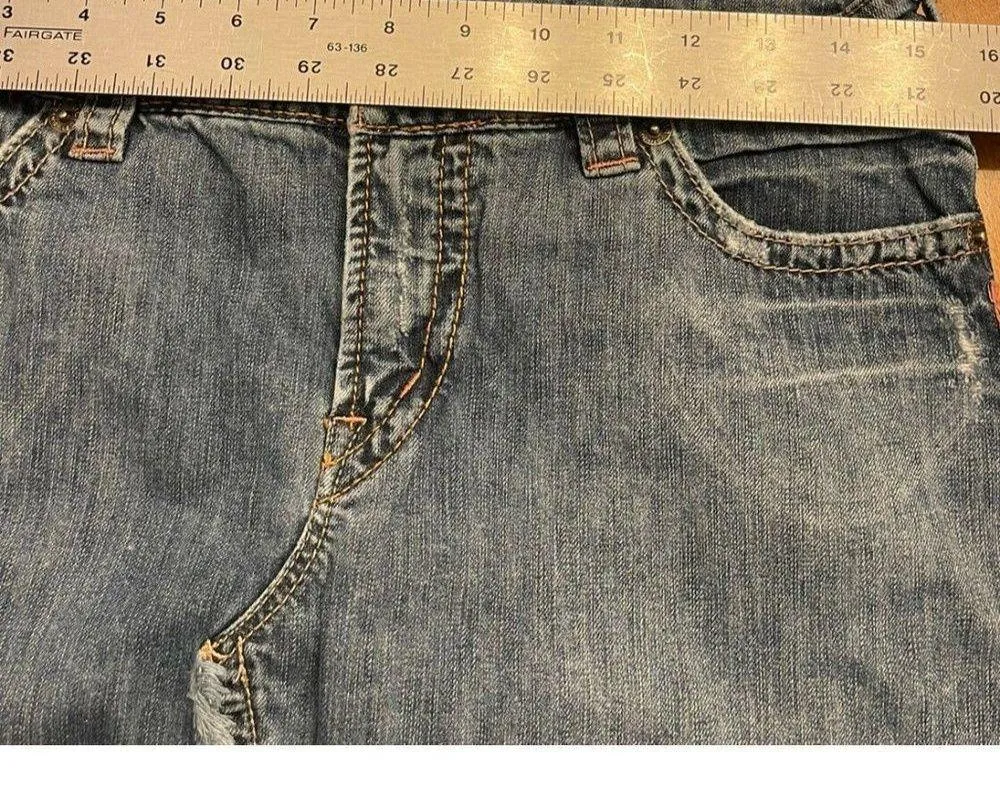 Silver Jeans Skirt Denim Devah Womens Size 28 Raw Seam Raw Hem Pink Stitching - Image 5