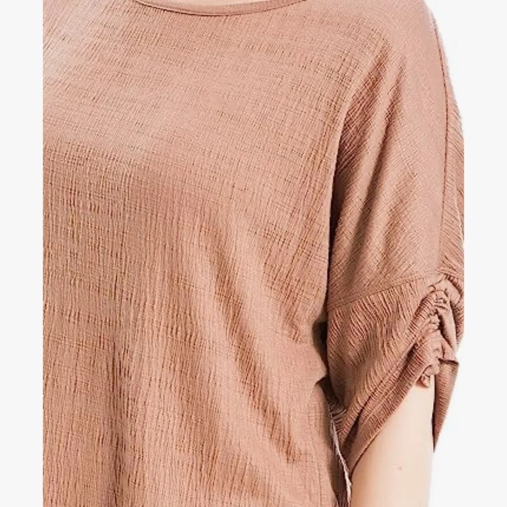 Max Studio • Blouse • Relaxed Fit • Brown • Small • Ruched Sleeves - Image 2
