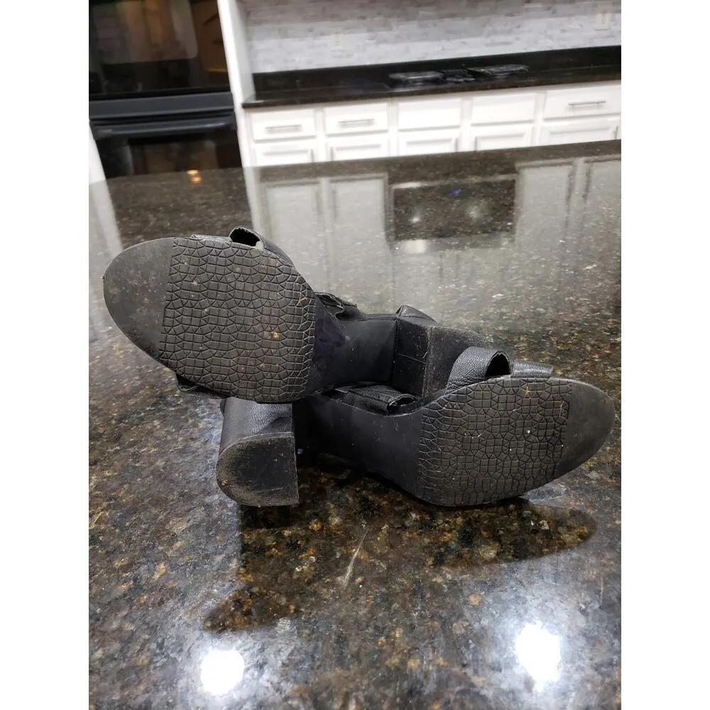 Audrey Brooke Sandal Womens Size 9 Black Leather Double Two Straps Block Heel - Image 5