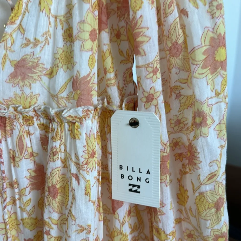 NEW NWT Billabong “Endless Sunset” floral long sleeve maxi dress yellow pink - Image 6