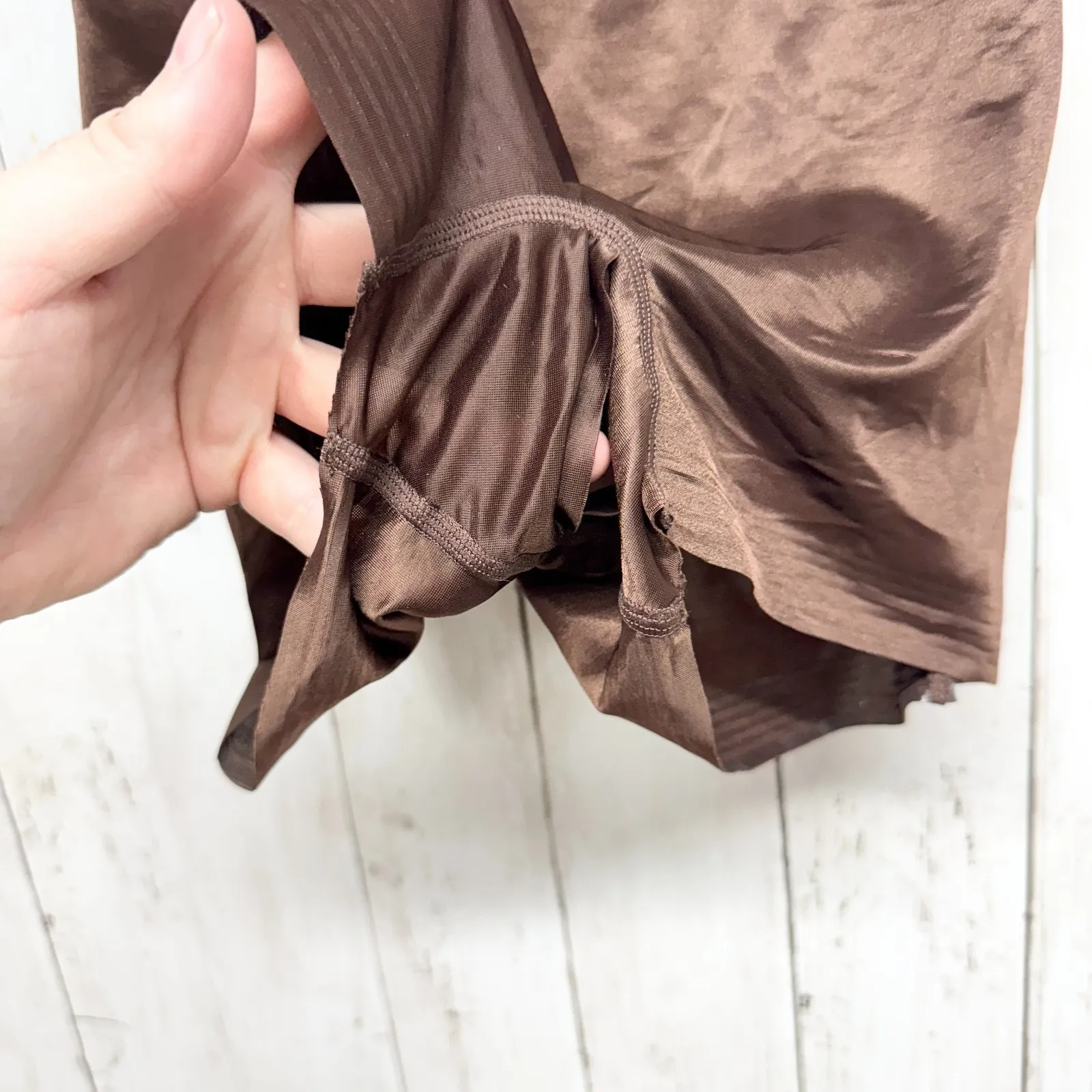 Skims Shapewear Women Medium Brown Metallic Shapewear Shorts Slimming Intimates - Image 2