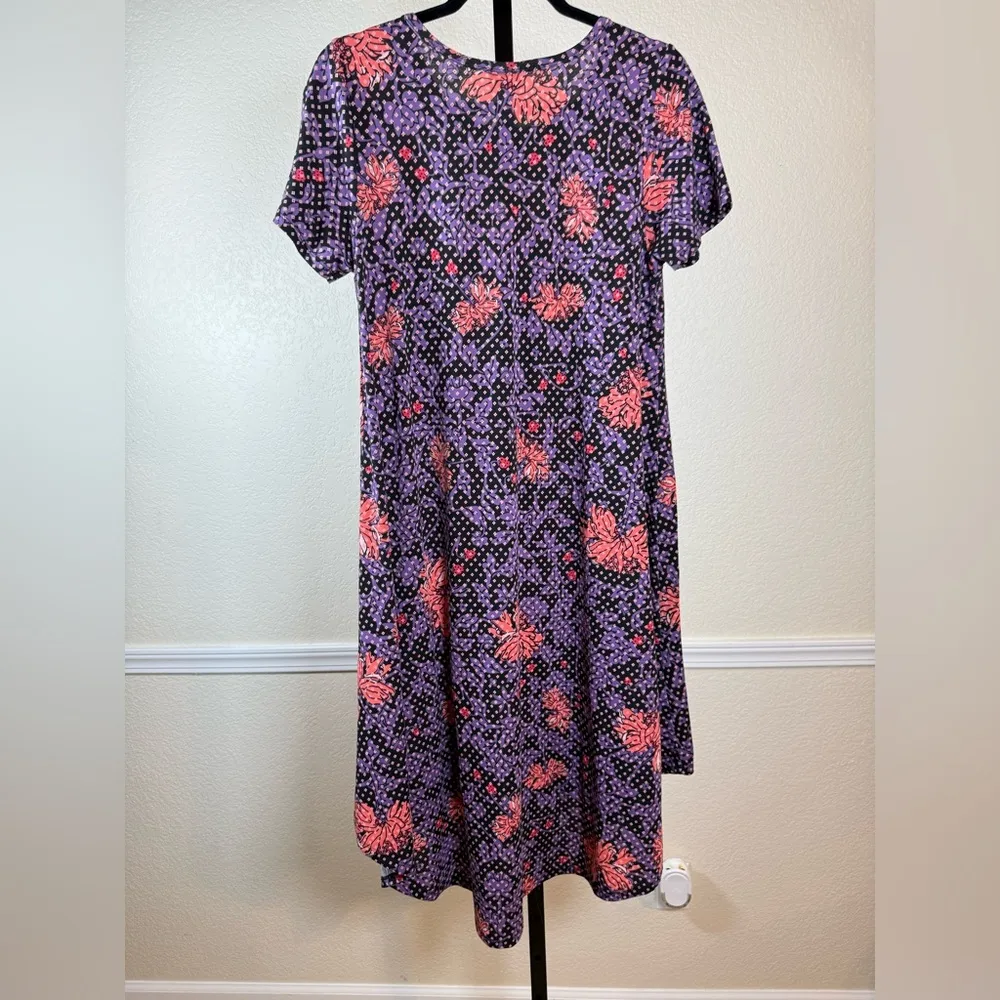 Women’s High Low Dress Boho Floral Dress Soft Stretch Knit Flowy Pink Purple - Image 4