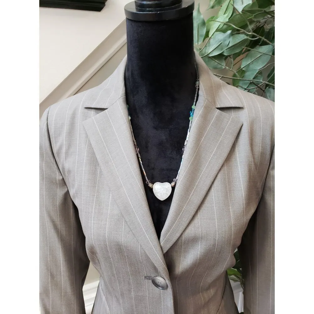 Akris Punto Blazer Womens Gray Pinstriped Wool Single Breasted Two Button Medium - Image 5