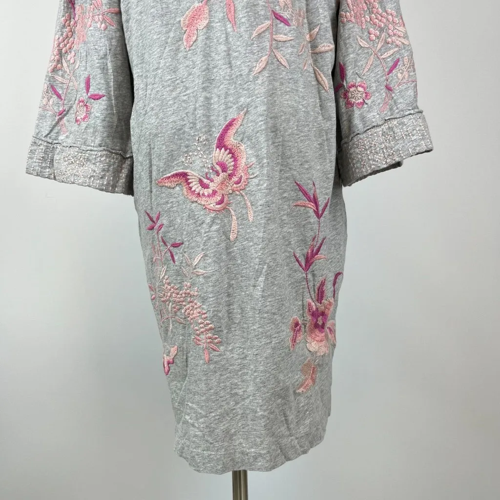 NWOT Johnny Was Embroidered Floral Cardigan Gray and Pink Sweater Open Front S - Image 7
