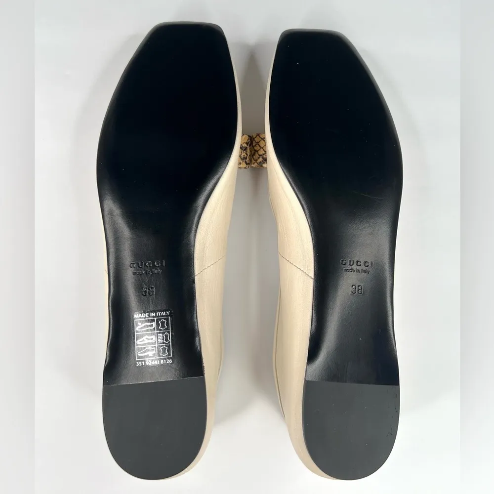 Gucci Double G Interlocking Python Snakeskin Ballet Ballerina Flats Size EU 38 - Image 7