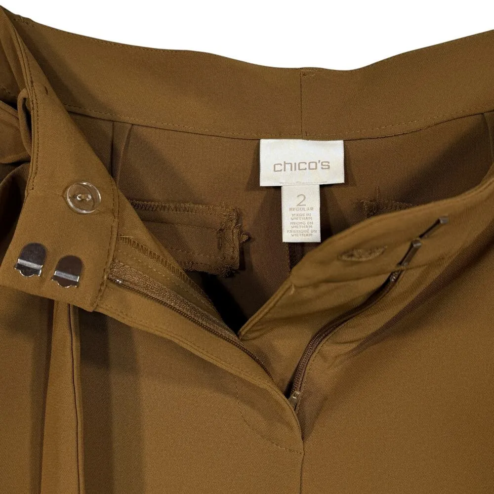 Chico’s SZ 2 (Large) Wide Leg Trouser Dress Pants Belted Hi-Rise Pockets Zip-Fly - Image 5