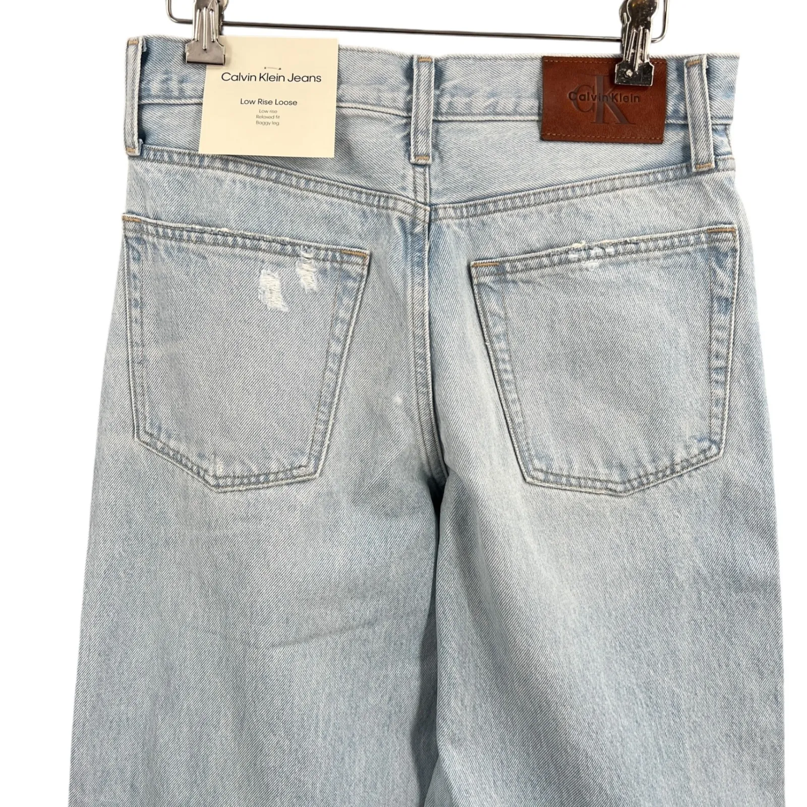 Calvin Klein Low Rise Loose Distressed Baggy Jeans Y2K Skater Womens 25 New - Image 4