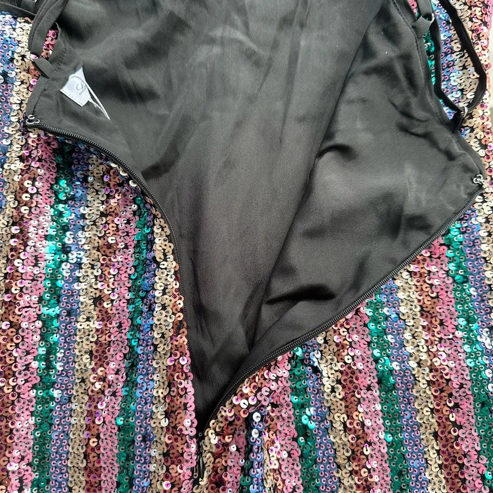 Lovers + Friends Sequin Double Spaghetti Strap Mini Dress Multicolor Size Large - Image 3