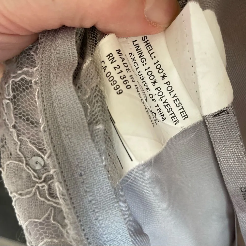 Morilee Madeline Gardner Silver Grey Rhinestone Lace Formal Dress Prom 16 - Image 14