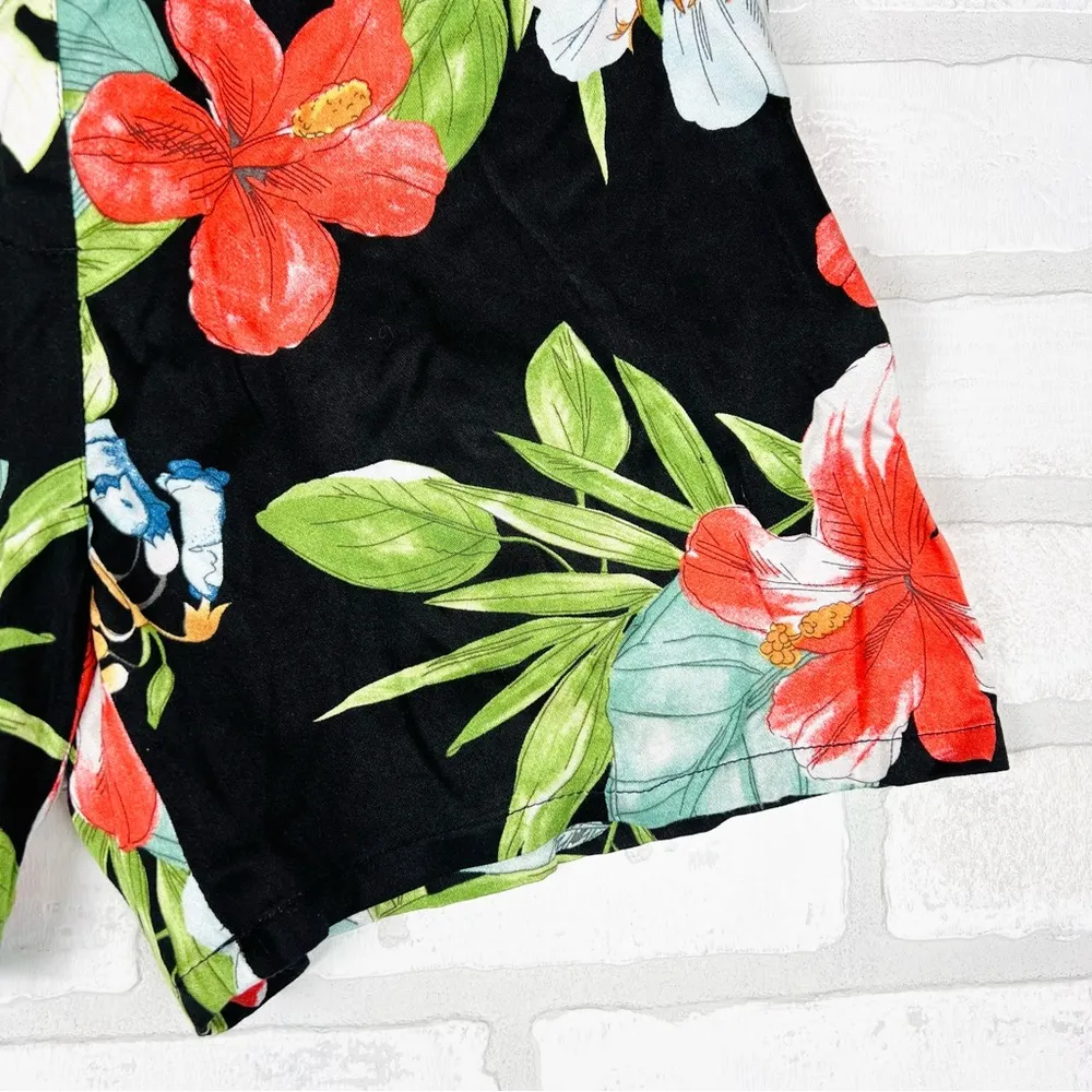 Tribal Floral Bright Shorts with front‎ tie, NWT, $78 retail, Size XS w/stretch Black - Image 4