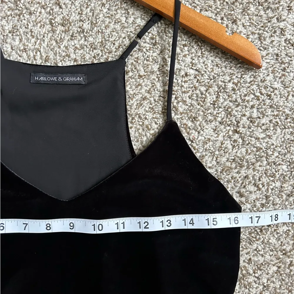 Harlowe and Graham Black Velvet Tank Top Blouse Camisole Lace Underlay Medium - Image 6