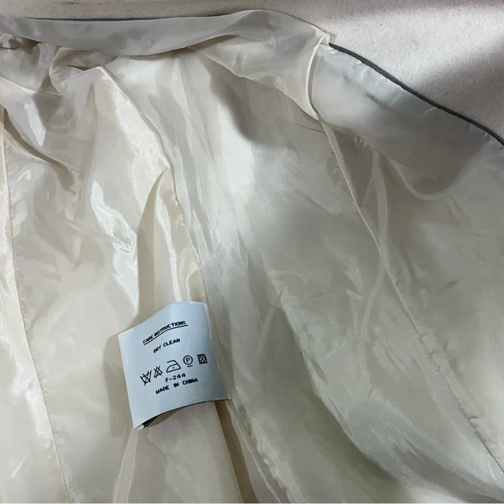 LINEA DONATELLA WOOL BLEND WALKER WOMEN COAT FULLY LINED SINGLE BREASTED IVORY M - Image 10