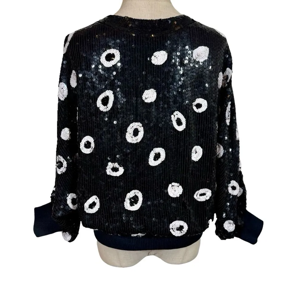 True Vintage 80s Sequin Beaded Tiger Top Dress Black Silk Batwing Sleeve Size undefined - Image 7