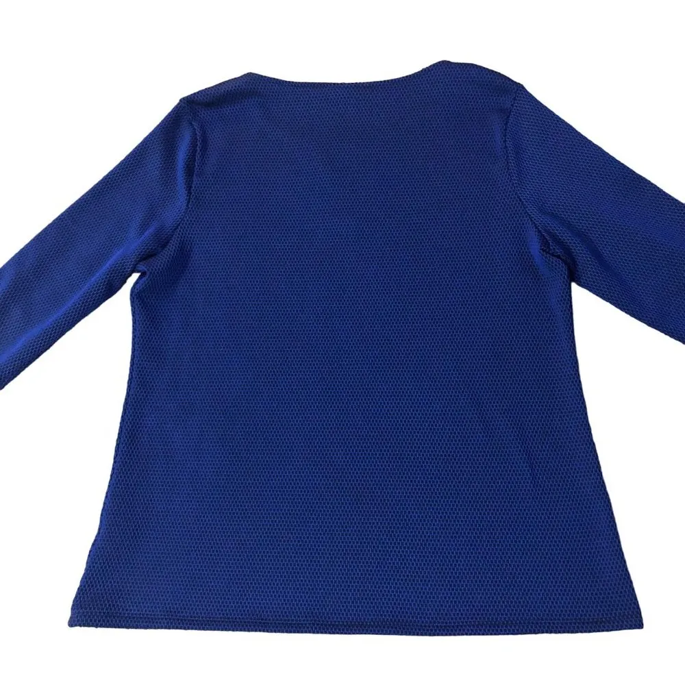 Dana Buchman Blouse Womens L Used Blue Black - Image 5