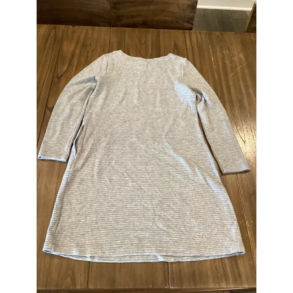 J. Jill Rib Knit Chunky Sweater Dress long sleeve Side Pockets Heather Gray S - Image 10