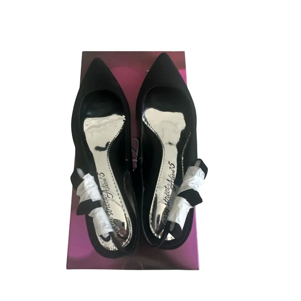 EASY STREET Black Lamy Fabric Slingback Bow Kitten Heels Size 8 NEW NIB - Image 5