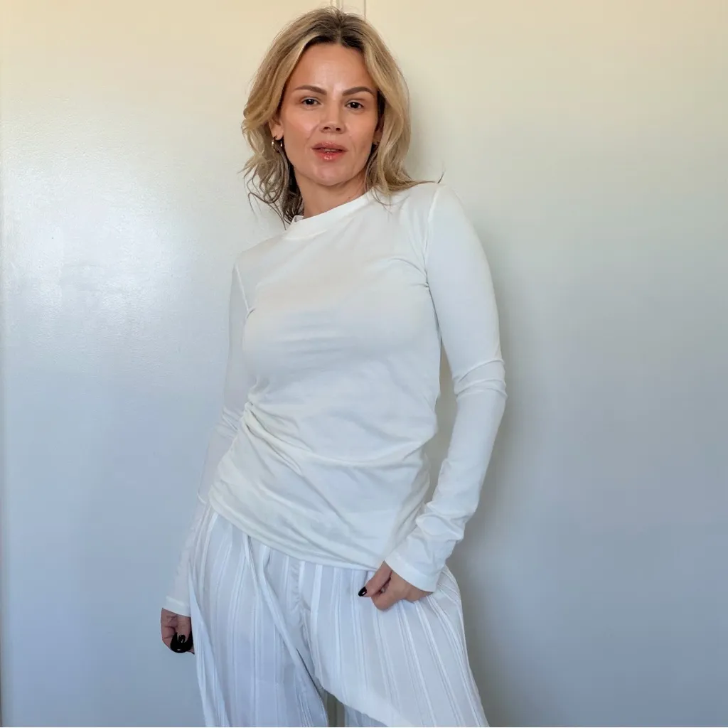 Almina Concept Mock Neck in White - Image 3