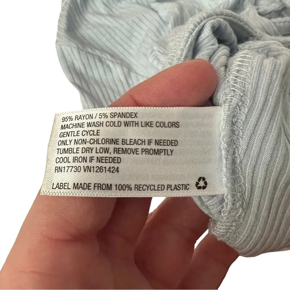 Target Wild Fable New W/o Tags Blue Ribbed Long Sleeve Open Back Bodysuit Small - Image 5